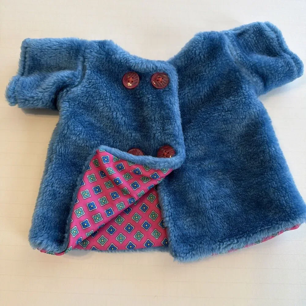 Vintage Baby Faux Fur Coat Teal Pink Lined Retro 3-6M Photo Prop Jacket Girls